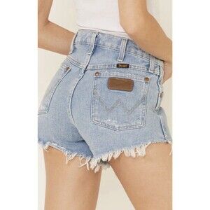 Wrangler Reworked Jean Shorts Light Stone Denim Cowgirl Cut-Off Womens Size 25